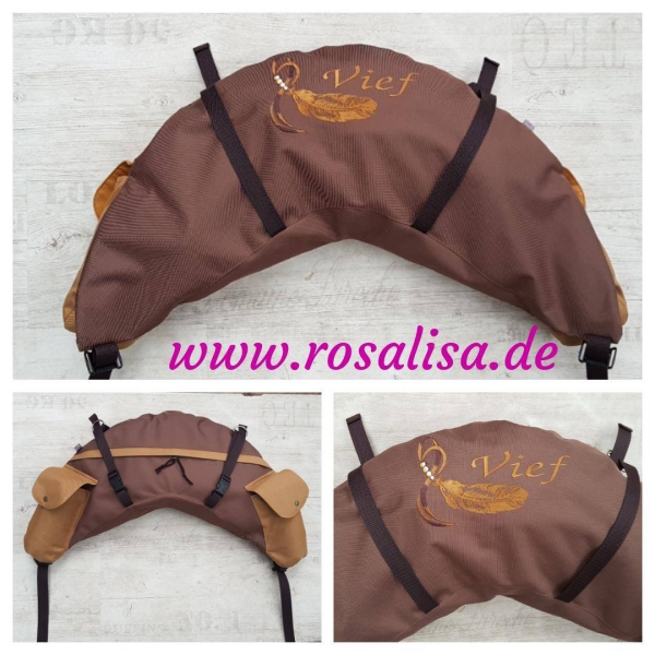 Satteltasche Western, Banane für hinten mit gesticktem Motiv