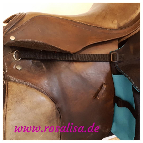 Satteltasche Englisch für hinten mit aufgenähtem Motiv