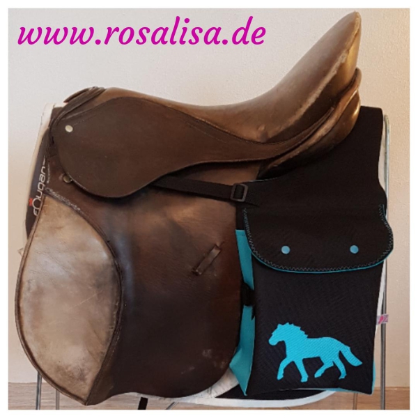 Satteltasche Englisch für hinten mit aufgenähtem Motiv