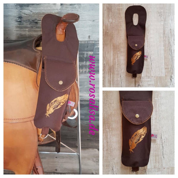 Satteltasche Western Flaschenhalter mit aufgenähtem Motiv