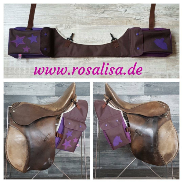 Satteltasche Englisch für hinten mit aufgenähtem Motiv