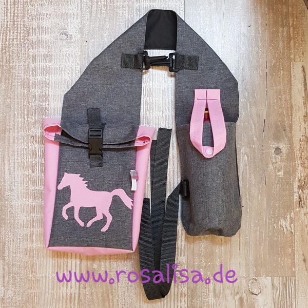 Satteltasche Englisch grau-rosa